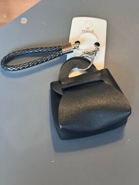 NWT Mint Mini Handbag Keychain & Bag Charm Black Braided Strap